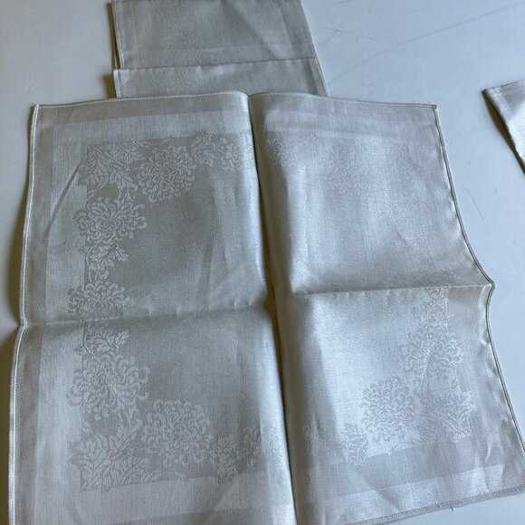 Irish linen damask vintage napkins set of four silver shade - Picture 7 of 9